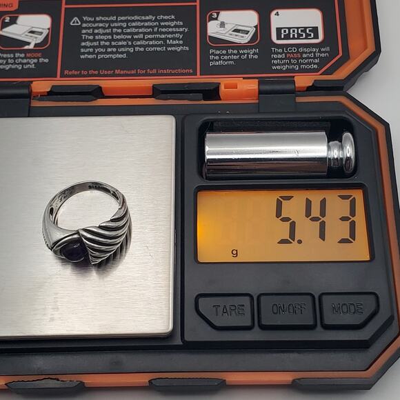 Vintage Sterling Silver & 18K Gold Purple Amethyst Statement Size 6.5 - Picture 10 of 10